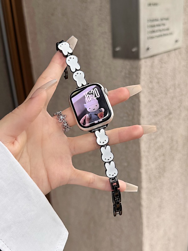 米菲兔表链适用S11苹果Applewatch手表iwatch小白兔金属S10/9表带|undefined