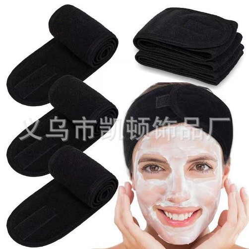 Banda para el cabello para el lavado de cara transfronterizo, máscara de maquillaje, pañuelo en la cabeza, cinta para el cabello con velcro, poliéster