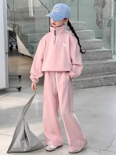 Girls' 2025 Spring and Autumn Set - Child Hoodie and Pant Two-Piece Set for Older Girls, Fashionable Sports Set for Children