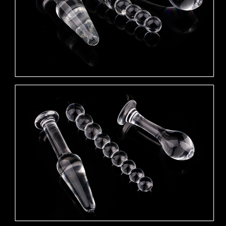 Clear Glass Anal Beads Plug, Nine-Bead Graduated Massage Stick for Adults — detail image 13