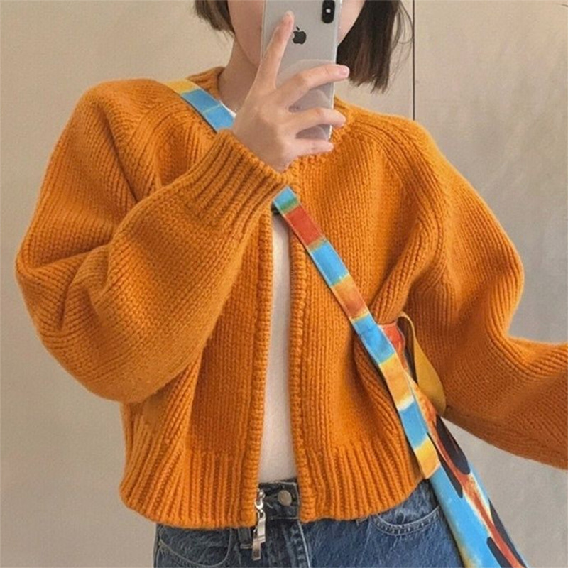 Autumn 2022 New French Gentle Short Top Thick Needle Zipper Knitted Sweater Cardigan Coat Women's Clothing Autumn 2022 New French Gentle Short Top Thick Needle Zipper Knitted Sweater Cardigan Coat Women's Clothing