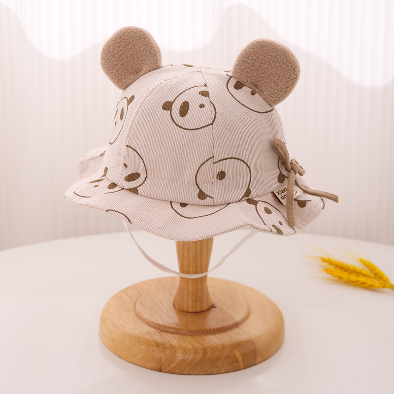 Baby pescador sombrero primavera y otoño estilo coreano lindo panda cuerda ajustable sombrero de sol bebé otoño invierno caliente marea sombrero de bañera
