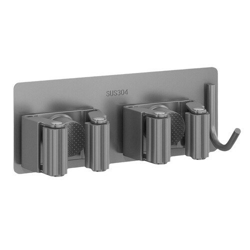Stainless steel mop clip hook bathroom mop rack punch-free broom clip fixed mop broom storage rack