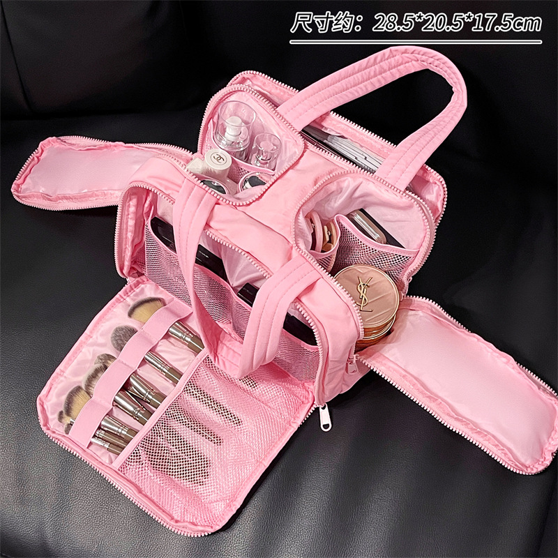 Bolsa de cosméticos de doble apertura, bolsa de lavado de gran capacidad, viaje de negocios, almacenamiento de partición multifuncional, sensación avanzada y portátil