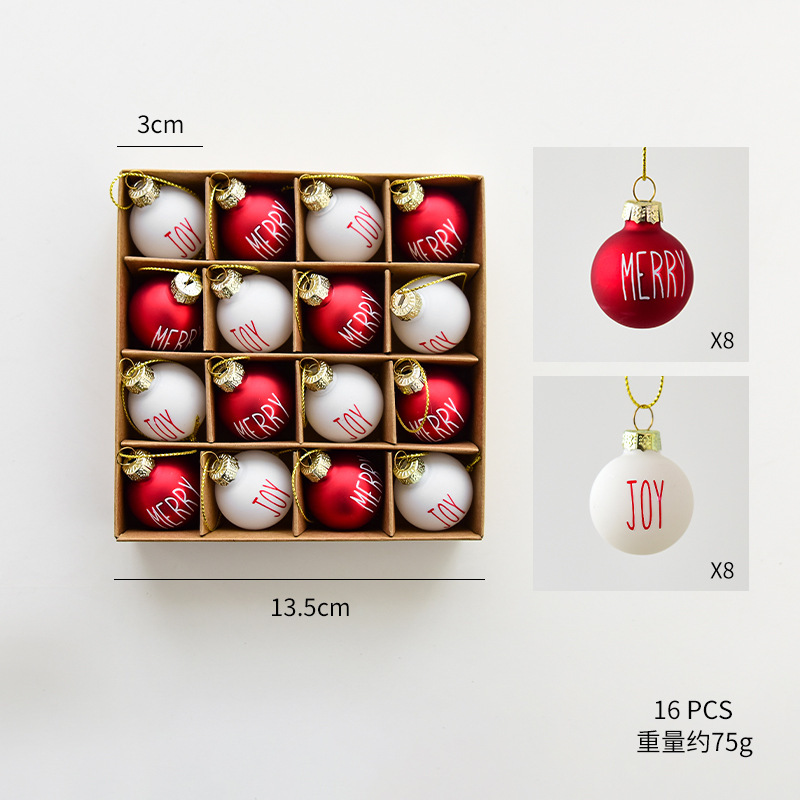 Bolas de caja de 3CM rojo y blanco / 16PCS