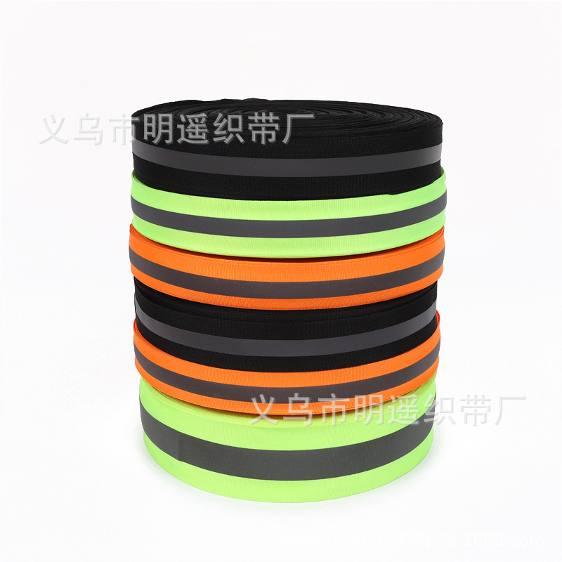 Fabricante franquicia 5CM fluorescente verde brillante tira reflectante advertencia de higiene ambiental protección laboral accesorios de ropa tira reflectante