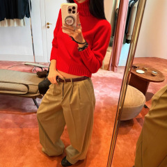 S林25秋冬新款100%纯羊毛衫女高领针织衫宽松毛衣外穿加厚打底衫