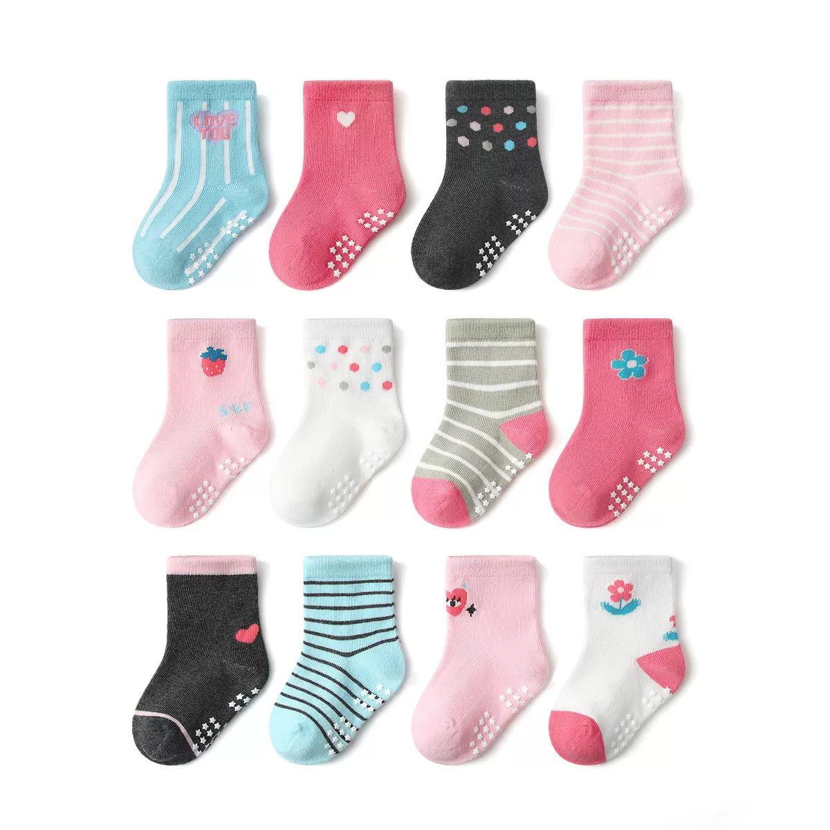KID&#39;S BASIC 亚马逊新款女童男童棉袜卡通儿童袜子防滑地板袜童袜