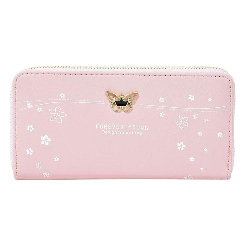 Wallet long ladies new wholesale wrist strap large capacity clutch printed soft leather double zipper mobile phone bag women
