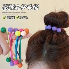 子供の皮の筋の髪の毛の輪のボールの紐を刺して髪を刺して高い馬尾の高弾力の女の子のかわいい髪の紐を結びます。