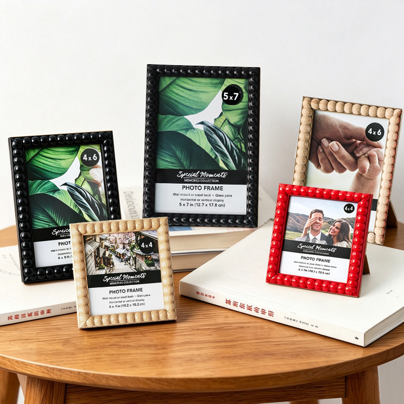 Wooden Photo Frame, New Style Solid Wood Bead Frame, Can Be Hung or Placed, Ins-Style Decoration, DIY Frame Custom Wholesale