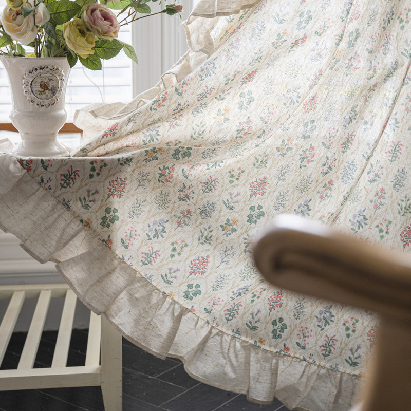 Le Xuan show curtain finished wholesale American pastoral green plant flounces bedroom curtain semi-shading kitchen curtain floating curtain
