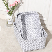 纯手工编织3D编织工艺PP打包带材质收纳篮、杂物篮、置物篮