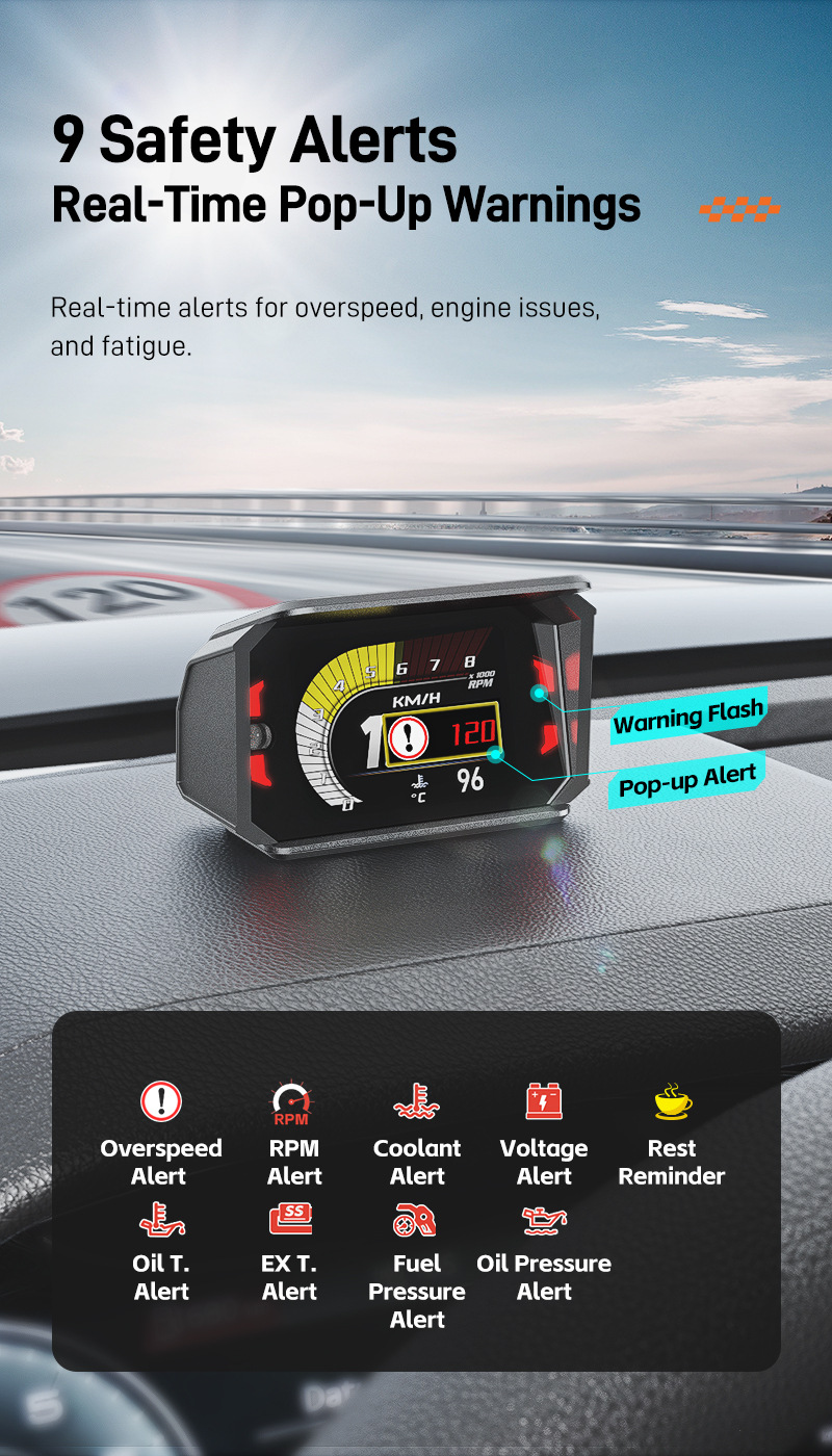 New Hot-Selling Car-Mounted Hud Glare-Free Ghost Shadow Real-Time Automotive Data Analysis Obd High-Definition Lcd Display