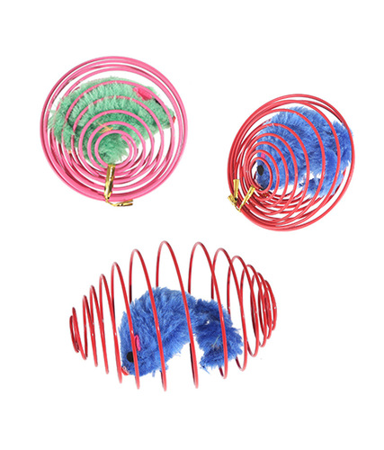 Cross-border Amazon New Spring Cat Toy Cage, Mouse Flocked Solid Color Mouse Cat Toy Manufacturer Cat Toys