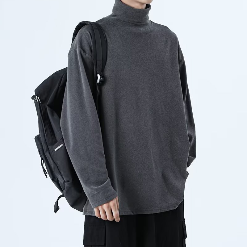 터틀넥 벨벳 그레이 티셔츠