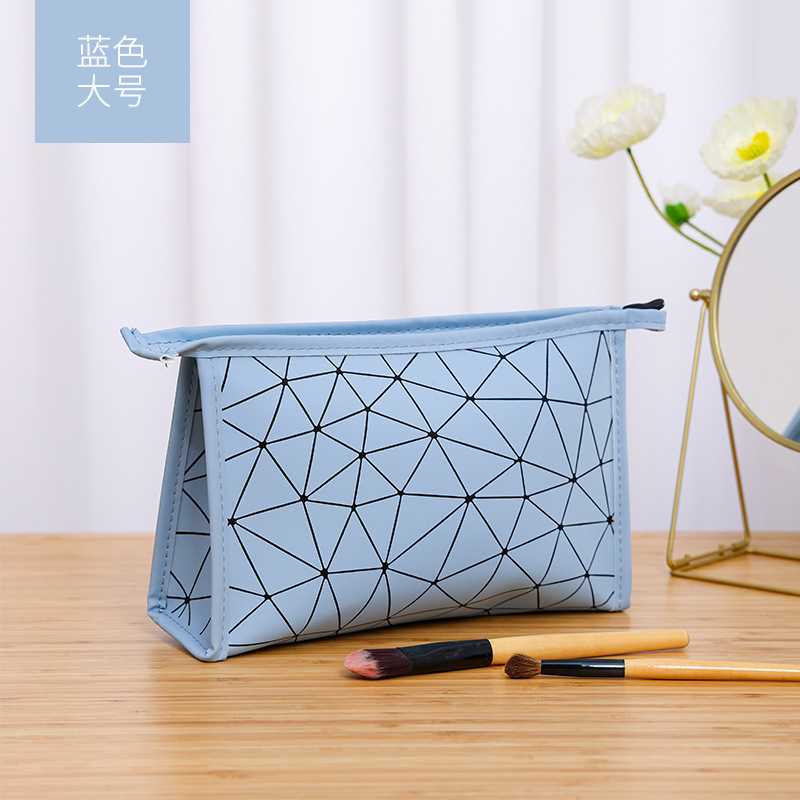菱形 PU 化粧品バッグポータブル大容量防水トイレタリーバッグ多機能旅行化粧品口紅収納袋|undefined