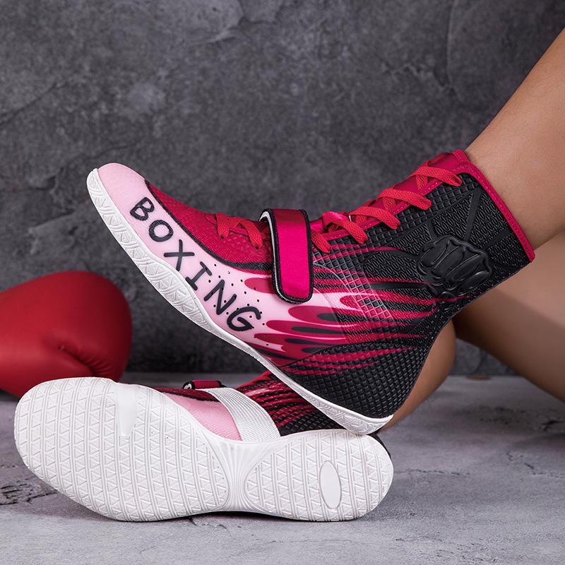 Professional Boxing Shoes for Men, Special Shoes for Fighting Competitions, Breathable Wrestling Training Shoes, Men's High-Top Free Fighting Shoes