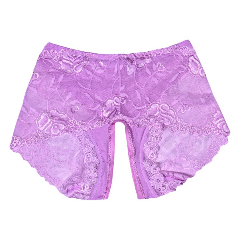 Ropa interior de estilo de corte de gama alta de encaje sexy Mujeres Mediados de cintura tentación transparente levantamiento de la cadera entrepierna de algodón calzoncillos de gama alta mujeres