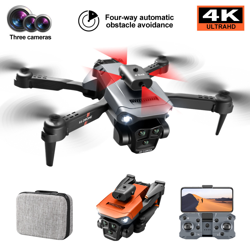 Cross-Border K6Max Foldableing Drone, Obstacle Avoidance, High-Definition Aerial Photography Quadcopter, Electronically Adjustable Optical Flow Remote Control Aircraft