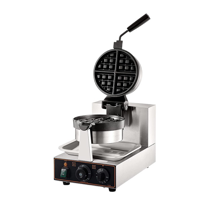 Máquina de waffle de cocina cuadrada, máquina de waffle de calentamiento eléctrico rotativo comercial, máquina de muffins de celosía, máquina de crepe de calentamiento de cabeza única y doble cara
