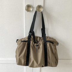 New Korean Single Shoulder Bag, Unconventional Dual Strap Casual Pleated Crossbody Bag, Large Capacity Travel Nylon Tote Bag for Women