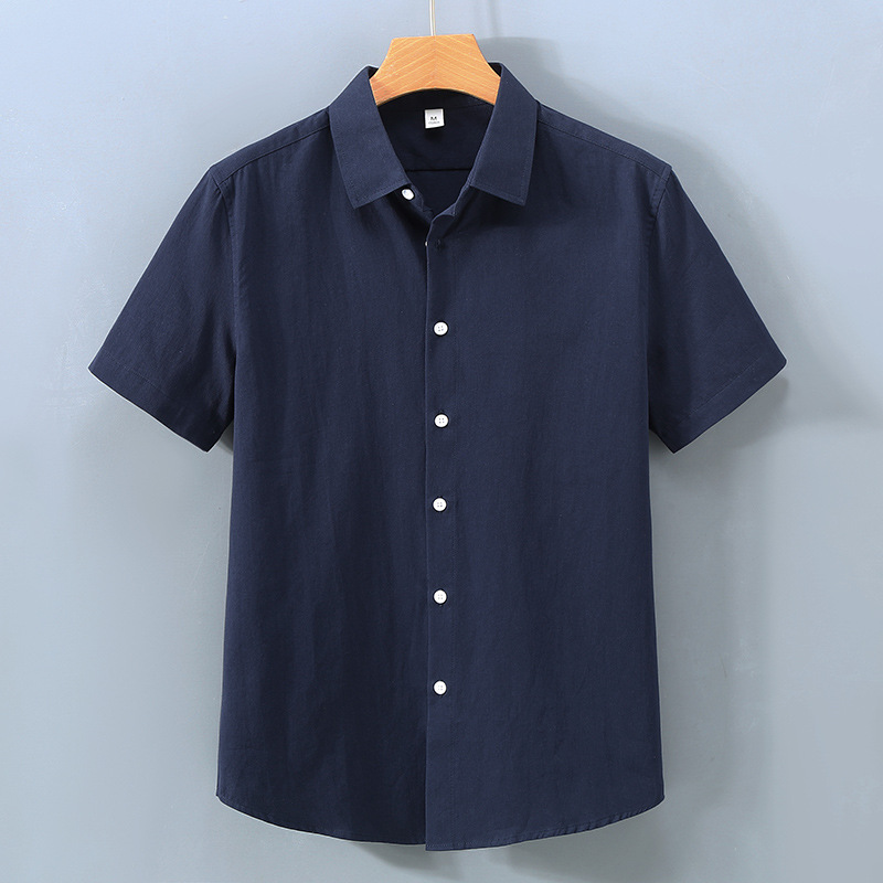 Herren Kurzarmhemd Minimalistisch Baumwolle Lässig College Stil_voghion.com