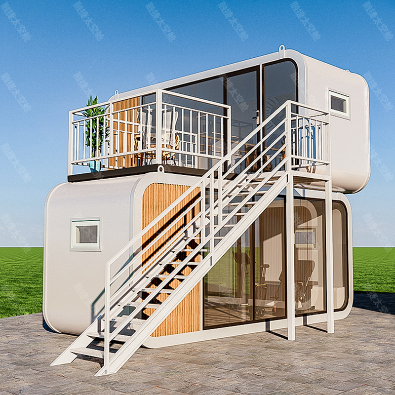 Rongjie cápsula espacial sala móvil doble cabina de Apple oficina tienda al aire libre contenedor sala móvil exportación de productos terminados