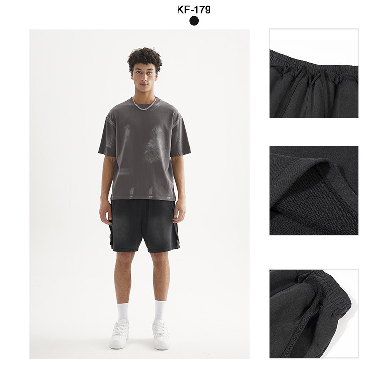 ETAI Hombre| Callejera de estilo americano pulverización de caballo lavado con agua para hacer pantalones cortos viejos, pantalones cortos de algodón de alta calidad