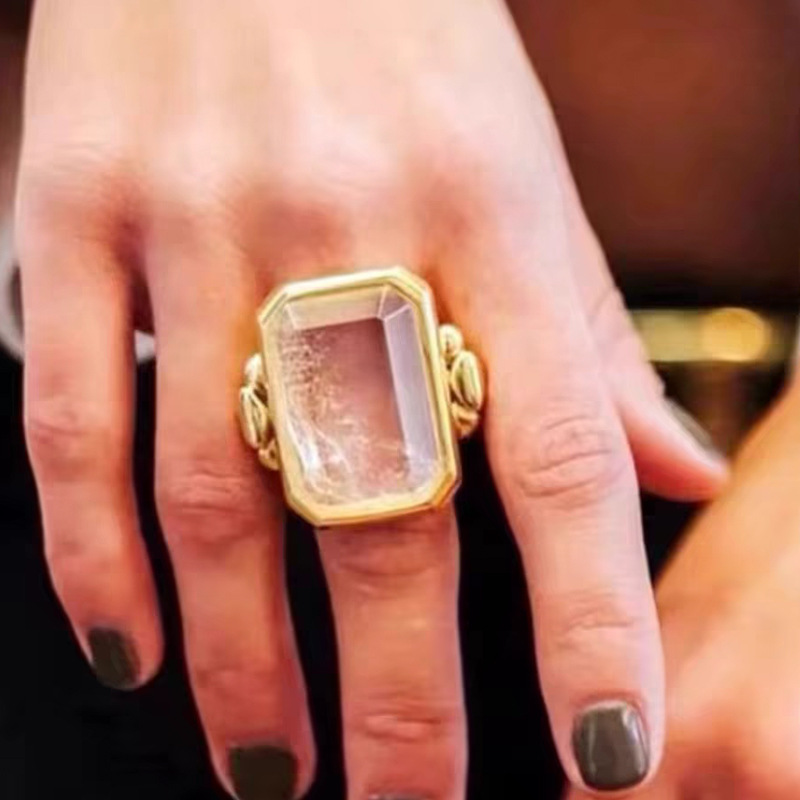 Crystal Inlay Material Open Rings Classification Copper Plating Geometric Crystal Open Rings