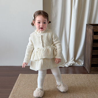 蔗梨童装女童连衣裙冬装洋气加绒儿童公主裙宝宝裙子周岁女宝礼服