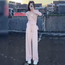 大码2025春秋季时尚洋气感显瘦两件套女连帽卫衣休闲运动套装女潮