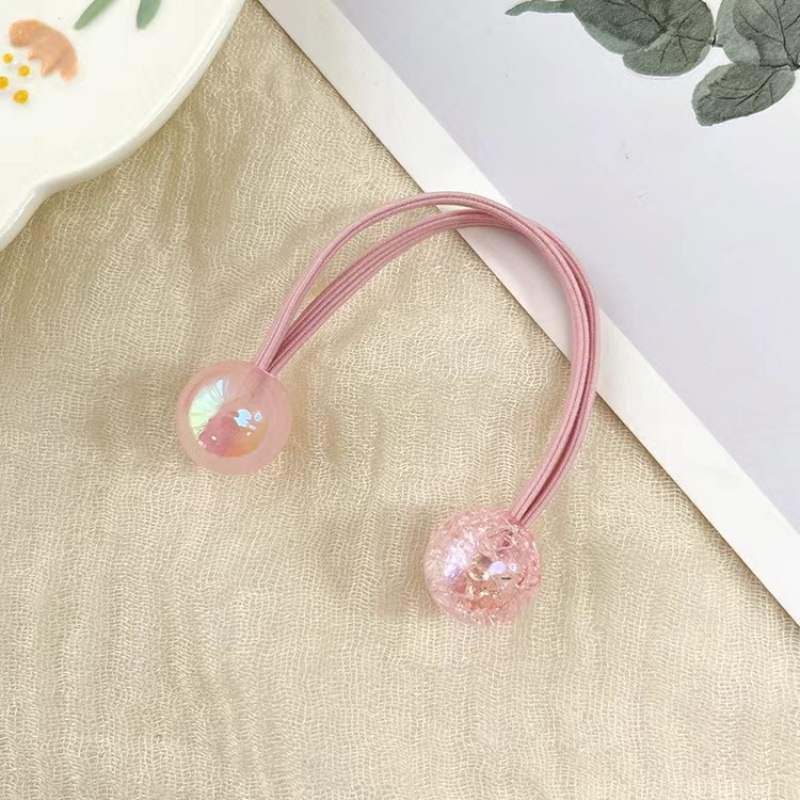 Coreana para niños explosión perla princesa doble anillo de cabello joyería para el cabello de la niña cuerda de cabello para el cabello de los estudiantes lindos tiras de goma