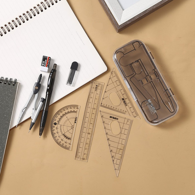Chen Guang ACS90807 Compass Set with 8 Pieces, including Drawing Set, Triangle Ruler, Protractor, Student Compass Set