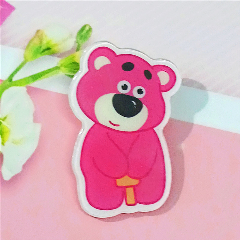 Dibujos animados ins lindo suave lindo fresa oso acrílico broche Estudiante Premio insignia bolsa colgante joyería parche