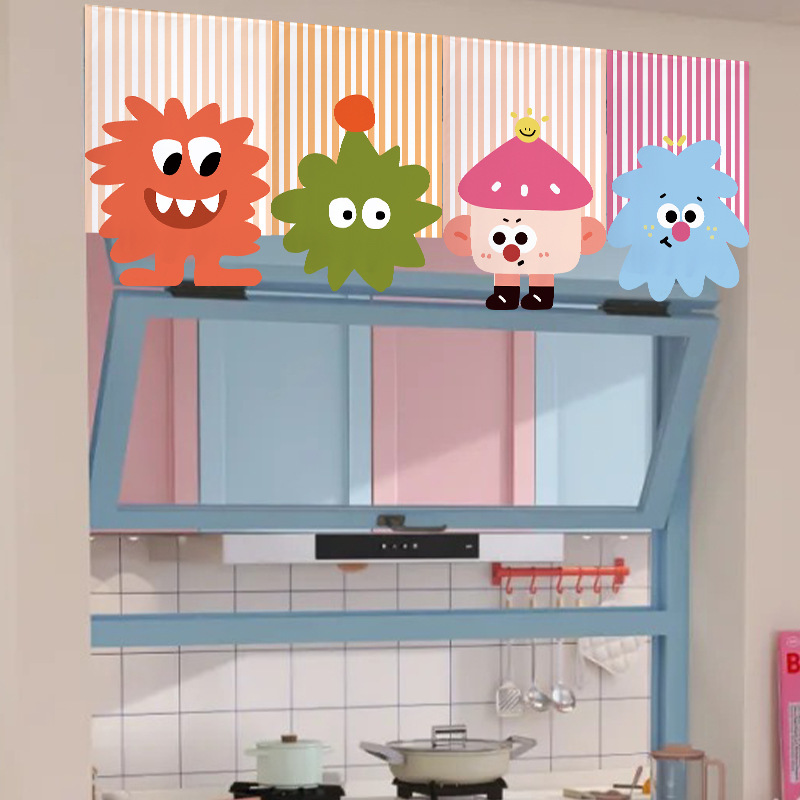 动物卡通门帘三角旗吊旗装饰半帘遮挡布帘玄关门帘魔术贴隔断帘