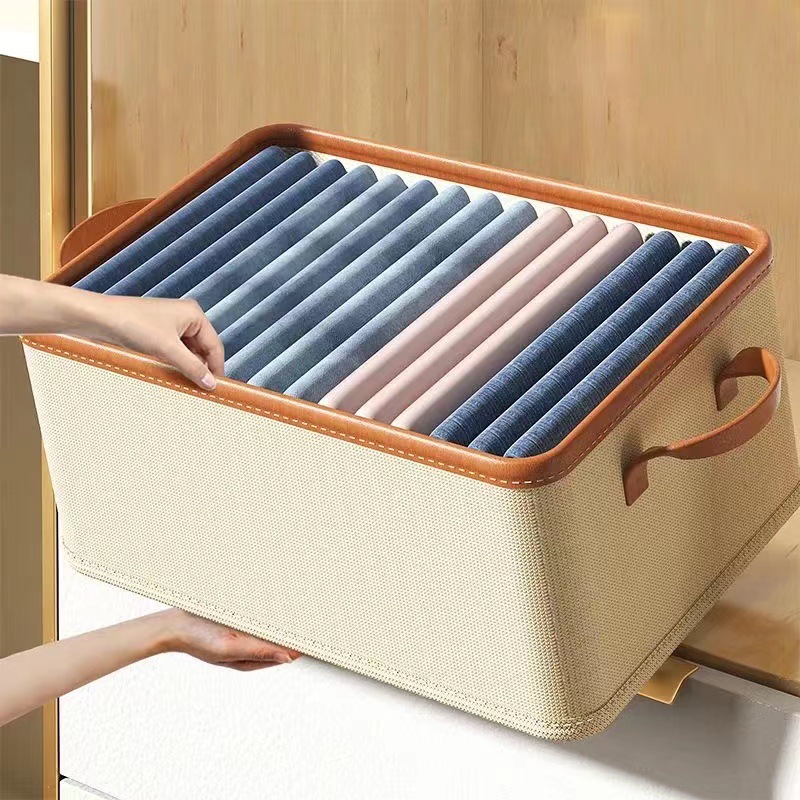 Caja de almacenamiento de ropa dormitorio plegable pantalones separados caja de organización armario doméstico caja de almacenamiento de ropa de tela