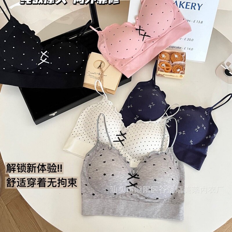New B7 Seamless Rc Cotton Sweet and Cute Polka Dot Backless Bra for Women, Small Chest Push-Up, Enhances Appearance, Camisole Wrap-Around Bra New B7 Seamless Rc Cotton Sweet and Cute Polka Dot Backless Bra for Women, Small Chest Push-Up, Enhances Appearance, Camisole Wrap-Around Bra
