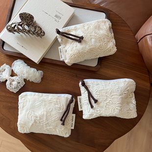 [Soohee Cloth Bag] French Literary Retro Lace Embroider Mini Cotton Bag Coin Purse Sanitary Napkin Storage Bag