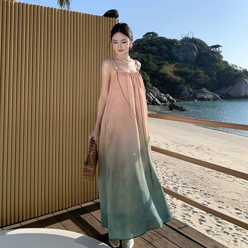 2025新款旗袍女高级感改良新中式连衣裙实拍 现货度假风渐变晕染|undefined