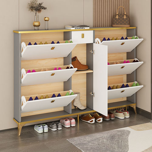 3xLight luxury flip bucket solid wood ultra-thin shoe cabinet home entrance entrance cabinet large capacity living room storage entry shoes