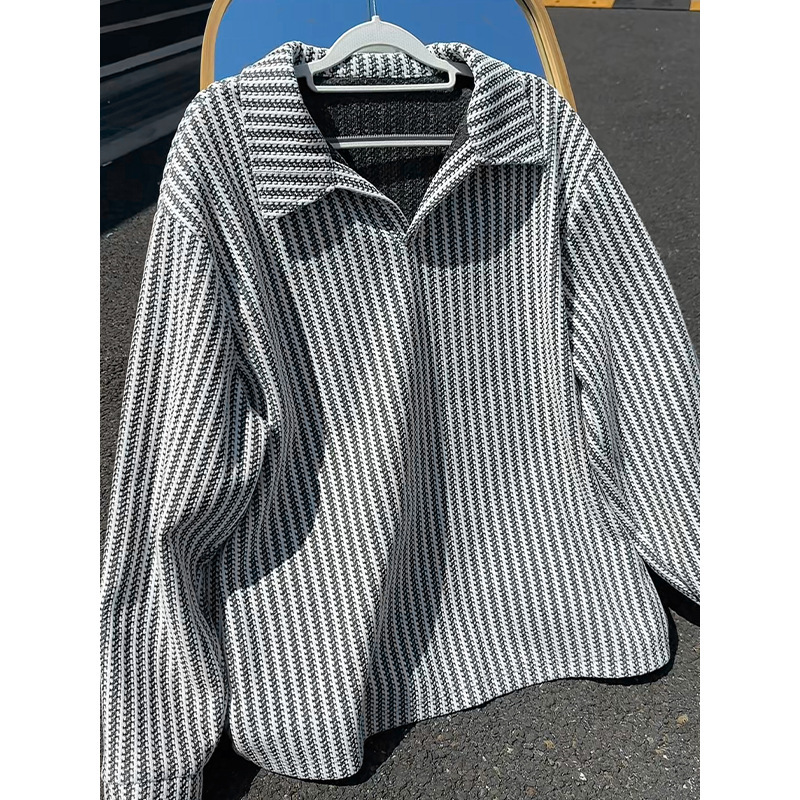 Autumn Chenille 280g Heavy Fishbone Pattern Polo Collar Plus Size Long-Sleeve T-Shirt for Men T24553-Special P25 Control 48