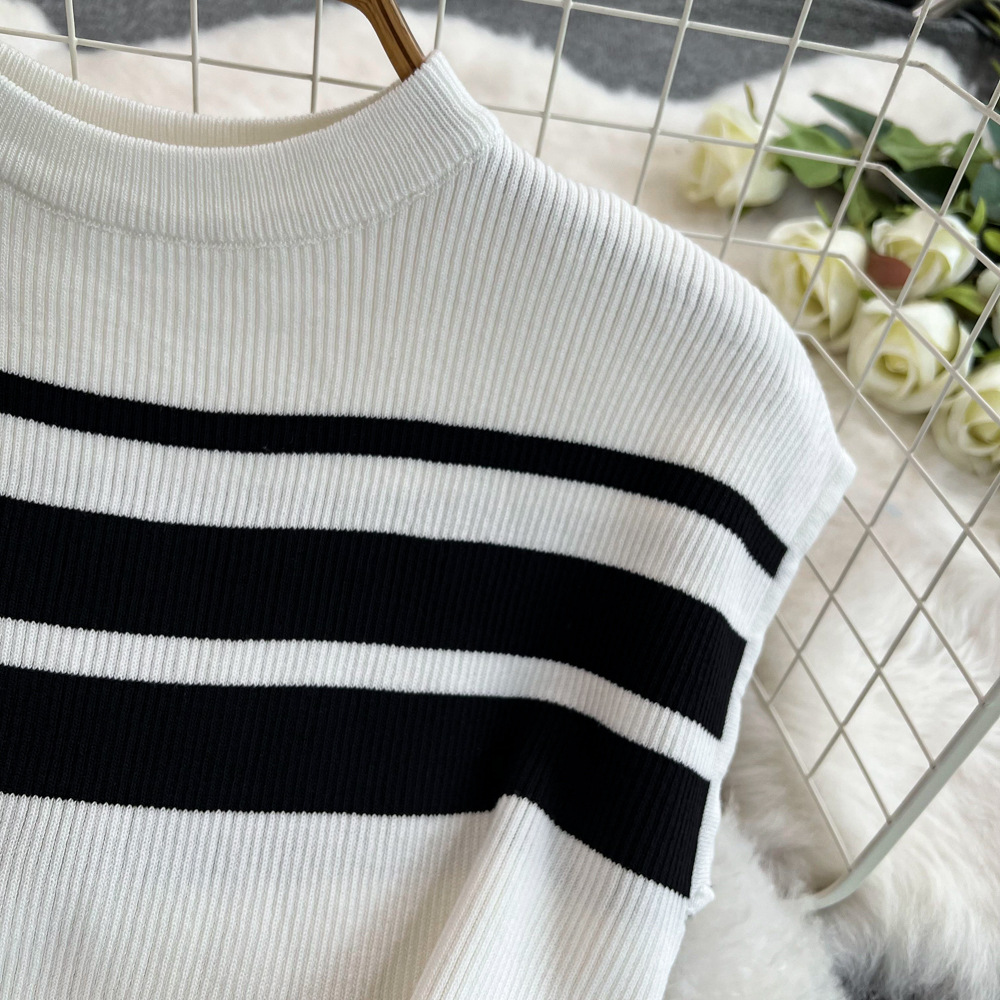 473g Weight Sleeveless Sleeve Length Polyester Fabric Type Pant Co-ord Set Sets Type 2 Pieces Set Quantity Daily Occasion Round Neck Neckline Loose Fit Type Stripe Pattern Summer Season Women's Gender Casual Style Daily Women's Casual Stripe Polyester Pant Co-ord Set Pants Sets 4