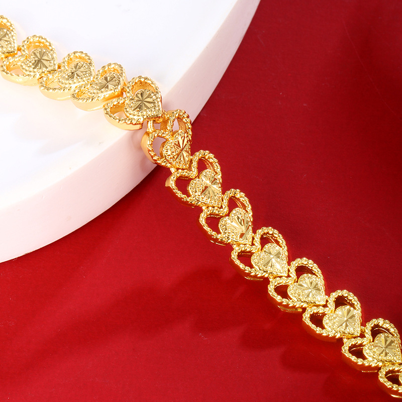 Xuping joyería latón chapado en oro hueco amor pulsera mujer chapado en oro 24K moda retro joyería de alta gama