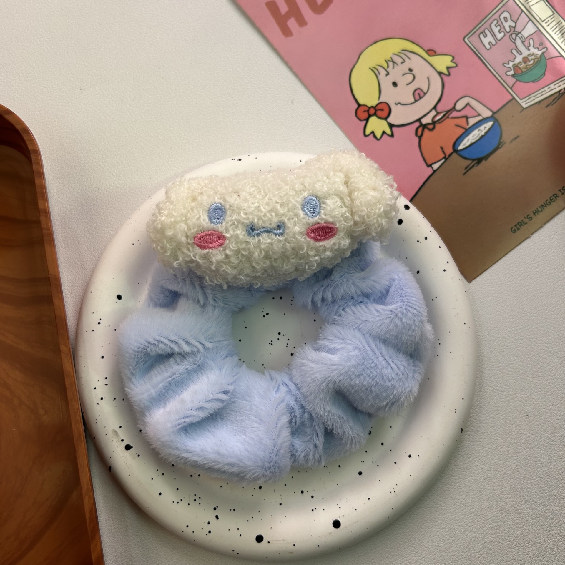 Caricatura encantadora para niños kt felino felino anillo intestino grueso adorable anillo de cabello de niña muñeca joyería de cabello de hermana suave toque de cabeza estudiante