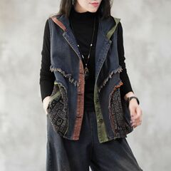 90-210斤の大きいサイズの肉を遮るデニムのベストは帽子を持って色にぶつかります。