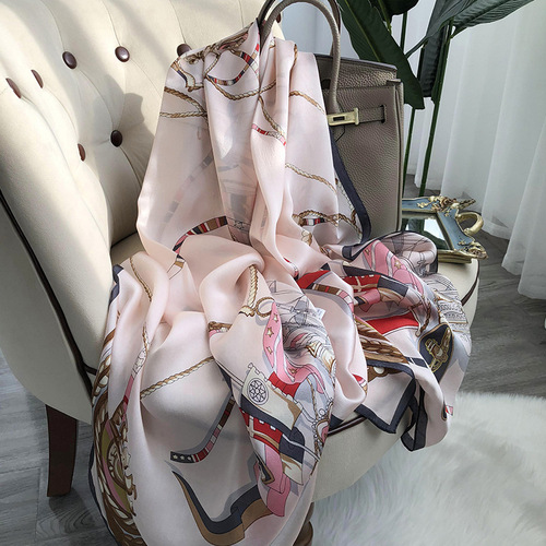 Hangzhou Silk Scarf Women's Versatile Korean Style Light Luxury Style Calla Lily Long Mulberry Silk Scarf Anti-Tank Shawl