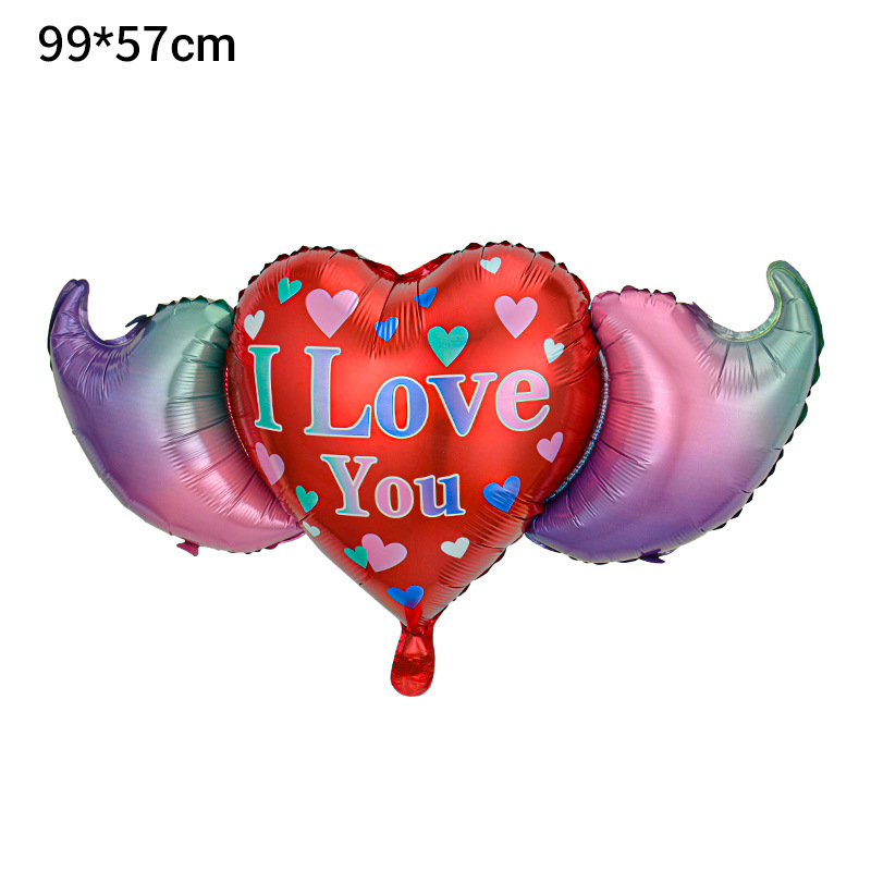 Decoración de San Valentín de Amazon, globo en forma de corazón, oso de dibujos animados, corazón de amor unido, globo de San Valentín, globo de aluminio