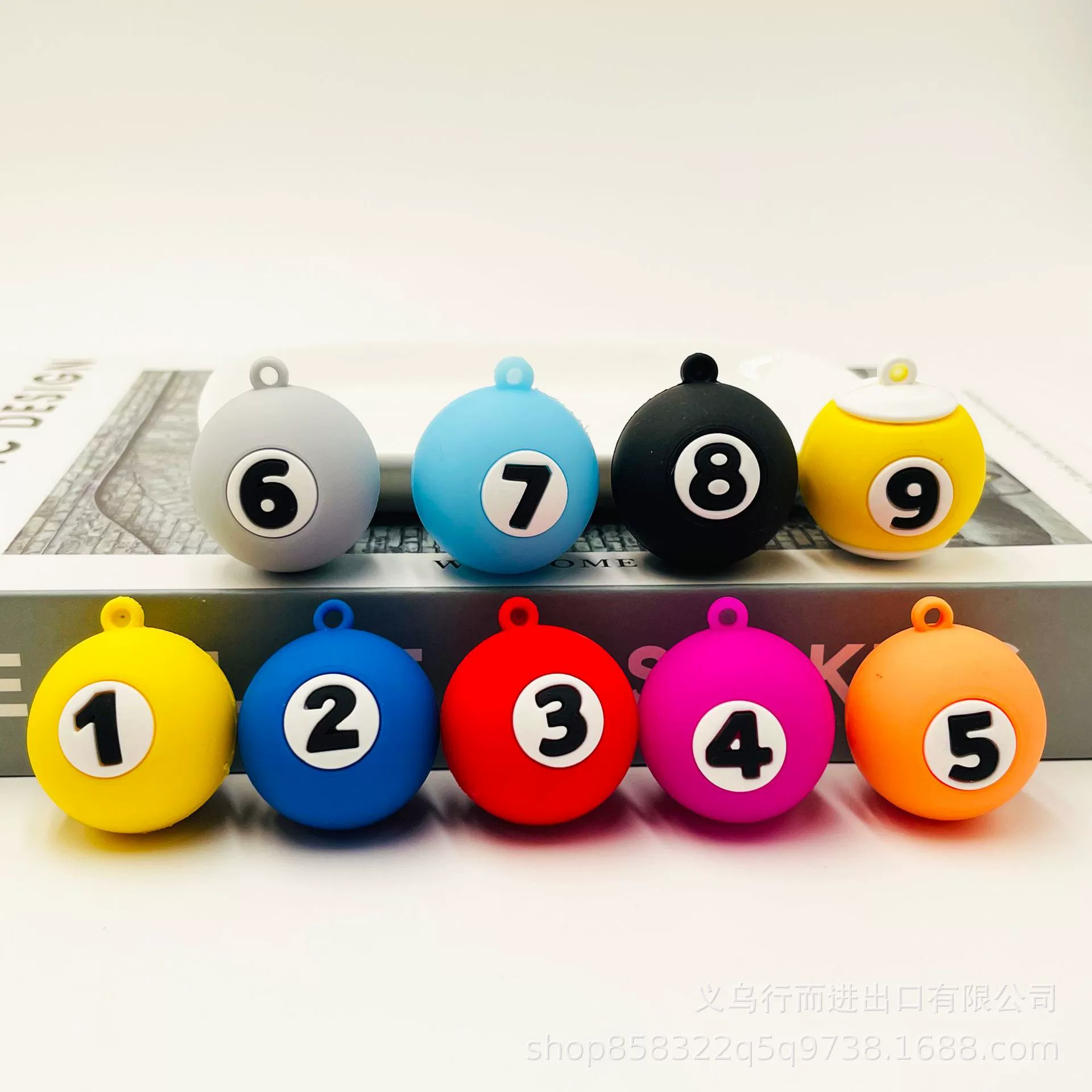 Creative pool, realistic table keychain, pendant from soft rubber for students, Birthday gift