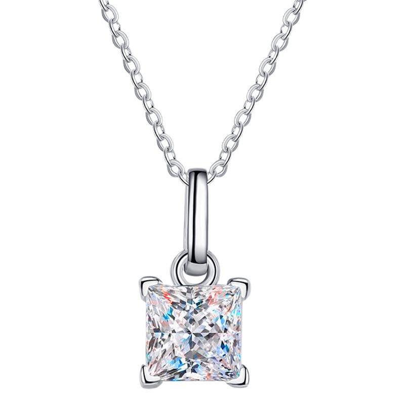 S925 plata esterlina colgante princesa D color diamante collar simple 1,2 quilates moissanite collar ventas directas de la fábrica